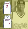 Aangepaste nee naam heren jeugd/kinderen Carl Johnson 7 Los Santos Saints White Basketball Jersey top gestikt S-6XL