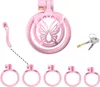 Sissy Castity Cage for Men Pink Castity Dispositivi Lock Design Piccola Castità Cage Male Penis Cuggino Cuccio Gabbia BDSM Giochi BDSM per sesso di coppia (rosa, WX-4)