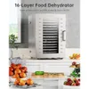 Commercial Dehydrator Machine - 16 -landen voedseldehydrator voor schokkerig, fruit, vlees, kruiden - verstelbare timertemperatuurregeling - oververhitting bescherming - omvat 67 recepten