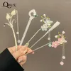 Haarklammern 2024 Vintage Chinese Damen Stick Metall Glaze Blumen Chopstäbchen Damen Perlenschmuckstäbchen Accessoires Accessoires