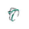 Klusterringar miwens grön färg oregelbunden koppar öppen ring trendig enkel geometriska handgjorda smycken kvinnor justerbara korea tillbehör