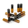 Yeni 5pc /Paket 1ml 2ml 3ml 5ml 10ml Amber İnce Cam Rulo Şişe Örnek Testinde Solma Metal /Cam Boto Silindir Şişesi Örnekleyicisi