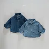 Autumn Baby Long Sleeve Denim Jacket Infant Boys Pocket Lapel Coat Children Casual Coat Vintage Baby Denim Tops Clothes 240423