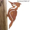 Dekorationer Elegant trädgårdsskydd Design Pileated Bird Rusty Metal Silhouette Yard Bird Decor Silhouette Lawn Tree Metal Decoration Rust