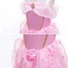 Aurora Pink Prinzessin Kleid Mädchen Dornröschen Cosplay Kostüm Sommer Blumenabdruck Schlinge 2-10 Jahre Kinder elegantes Kleid 240417