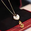 Cartre high -end sieraden kettingen voor dames amulet 18k rose goud wit fritillaria hanger eenvoudige en elegante kleine kraagketen origineel 1: 1 met echte logo en doos