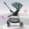 Strollers# Baby stroller folding 4-wheel high view bidirectional ultra light can sit and lie down portable carrier Q240429