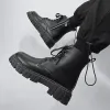 Stivali autunno inverno spessa base di bastoncini midtop stivali di tendenza britannici hightop scarpe casual coreane stivali moto per uomini