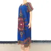 Sukienki imprezowe Dashiki Wzór drukowaną modę dla kobiet w bawełnianym szacie maxi szafka 2024 Africaine femme Summer Casual