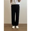 Erkekler Pantolon Siyah Bej Sıradan Erkekler Moda Sokak Giyim Koreli Gevşek Geniş Bacak Erkek Örgü Pantolon M-2XL