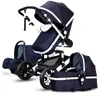 Passeggini# High Landscape Baby Passeggino 3 in 1 con sedili per auto Pram per stazione di lusso rosa e Q240429