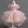 Flickas klänningar vår och sommar nya flickor paljett mesh fluffy kjol barn dag ärmlös mode söt söt svansklänning i 3-12 år