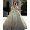 Arabische EBI Aso -maat plus luxueuze sprankelend sexy trouwjurk pure nek kralen kristallen bruidsjurken jurken zj es