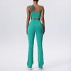 AL Yoga Suit Sports Bra+Leggings para mujeres para mujeres Femenina Fitness Run Train que absorbe las correas delgadas de hombro delgados recolectados Micro pantalones con bolsillo con bolsillos