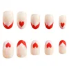 False nagels 24 -stcs Franse tip pers op Valentijnsdag dubbele kleurtips kunstmatige nagel voor vrouwelijke manicure decoratie