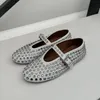 Stijlvolle studded Crystal Dames Mary Jane Ballet Shoes Laofers Casual Soft Leather Comfortable Flats 240423