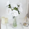 Torkade blommor 5st lång gren Big Artificial Rose Flowers Home Wedding Party vardagsrum Dekoration Diy Retro Bouquet Högkvalitativ falsk växt