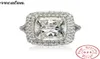 Vecalon Big Court Promise Ring 925 Sterling Silver Princess 8CT 5CA CZ Betrokkenheid trouwringen voor dames mannen sieraden1365592