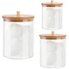 Setzen Sie Acryl -Qtips -Halter -Spender Badezimmer Gläser mit Bambusdeck