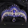 Tiaras Luxury Sweet Water Drop Opal Tiara for Women Wedding Party Robe Gift Elegant Bridal Bride Crystal Crown Hair Accessoires