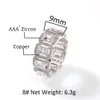 Heißer Verkauf Bling Square Diamond Ringe vereiste Hip -Hop -Finger Full Kupfer für Männer