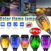 Dekoracje 1/2/4/6/8pcs 12/96LED Solar Płomienie Lampy pochodni Flickering Lampa Wodoodporna dekoracja ogrodu Outdoor Lawn Patio 5 Kolor