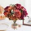 装飾的な花30cmローズブーケシルクピーニー家庭用DIYクラフトのための人工クリスマスデコレーション秋の装飾結婚式用品