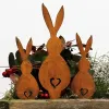 Dekorationen Rusty Bunny Dekoratives Zeichen Ostereisenhasen Form Pflanzer Gartenschilder Pfahl Vintage Kaninchen -Terrasse Dekorationen