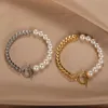 Kubańska łańcuch Pearl Bracelet dla kobiet ręcznie robione ze stali nierdzewnej wisior w zawieszce w zawrotności weselnej Boho Biżuteria Prezenty 240423