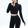 Women's Tracksuits Womens Suit Fitness Sportswear Long Slve Half Zip Top High Waisted Hip Lifting Leggings Workout Pants Exercise Suit Y240426