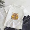 القمصان Capybara Childrens T-Shirt Cartoon Kawaii ملابس غير رسمية الأولاد والفتيات أعلى clothingl2404