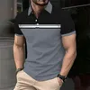 Fashion Stripe Print Polo T-shirt For Men Outdoor Sports Golf Wear Summer Casual Abède Butt Shirts Oversize Short à manches courtes 240419