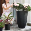 Planters Pots Flower pot height plant 2-pack -14 inch diameter resin large circular black flower used for outdoor plants - imitation stone finish Q240429
