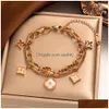 Braccialetti di fascino classico stilista 4/quattro foglie Clover gioielli in oro per donne catena elegante regalo gioiello senza goccia senza goccia dheff