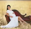 Kraamjurken Dames geplooide enkele schouder zeemeermin zwangerschapsjurk elegant en slanke fitting fotografie baby shower photoshot maxi Q240427