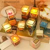 Candles Candy Color Fragrance Candle Fragrance Environment Glass Square Cup Bedroom Household Decoration Small and Fresh d240429