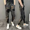 Herren Jeans Herren Casual Patchwork Printed Frühling Herbst Koreanische Designer Baggy Pants Fitnessstudio Kleidung japanische Streetwear Harem Jogger Männer Q240427