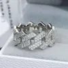 Partihandel fabrikspris Moissanite smycken 925 Silver Iced Out 2 Row Diamond Cuban Rings Hip Hop Ring