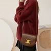 High Level Original Cellin Designer Bags Spring Half Round Bag Saddle Bag Genuine Leather Red Tofu Bag 2024 New Single Shoulder Crossbody Bag with Brand Logo