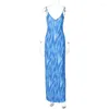 Lässige Kleider Spaghetti -Gurte Rückenless Langes Kleid Frauen ärmellose Party Beach Urlaub Abend Maxi 2024 Sommer weibliche blau graue Robe