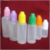 bouteilles de gouttes en plastique vides colorées en gros avec bouchons de bouteille et pointes à aiguille à l'épreuve des enfants DHL gratuitement