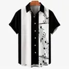 Camisas casuais masculinas Notas de música branca NOTAS NOTAS DA PRIMAÇÃO DIA PRIMAÇÃO Camisa de férias Hawaii Streetwear Bloups Men Size 4xl para