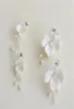 Boucles d'oreilles de fleur en céramique blanche mariage bijoux de mariée