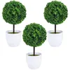 Dekorativa blommor heminredning konstgjorda boxwood bollar topiary träd grönska växter (3 pack)