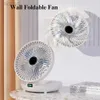 Elektriska fläktar Portable Cooling Fan Folding Wall-Moned Table Electric Fan Rechargeable/ USB Power Hushållen Dual användning för Home Kitchen Office D240429