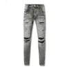Треснутые джинсы Demin Jeans Mens Street Fashion Leather Jean 2024 Grey Amiirii American Live High Purple UY1P