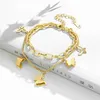 Kette 316L Edelstahl neuer Mode gehobener Schmuck Multi-Element 2 Schicht gefrostete Schmetterlinge Charm Kette Dicke Armbänder für Frauen