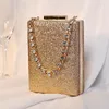 Bolsas de noite Bolsa feminina Bolsa de cristal Corrente de diamante Hand Hand Small Squra Squag Bolsa Gold Fanche Party Feminino Bolsas