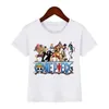 T-shirts Nieuwe aankomst 2024 T-shirt Fun anime One Piece Childrens Clothing Cartoon Print Student Boys/Girls Summer Cotton Cuasal Topl2404