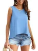 Women's Blouses Shirts Women Summer Y2K Style Blouses Shirts Lady Casual Slveless O-Neck Split Solid Color Crop Tank Tops Y240426